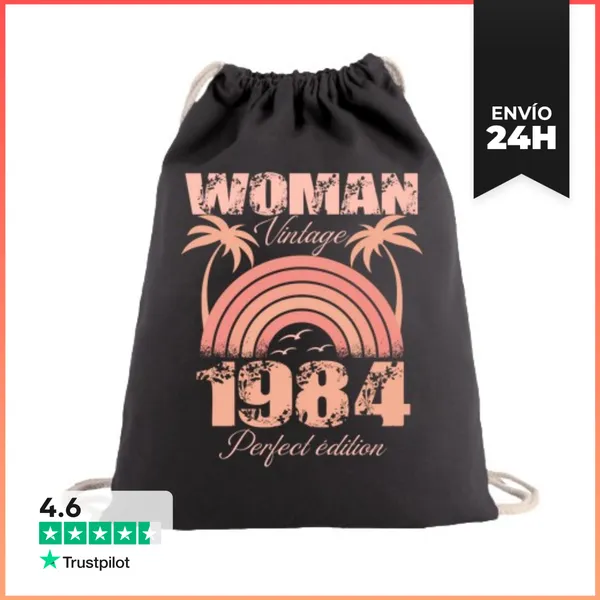 Mochila Saco Con Cuerdas Mujer Vintage Perfecta Edicion 1984