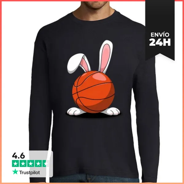 Camiseta Hombre Manga Larga Divertido Diseño De Baloncesto De