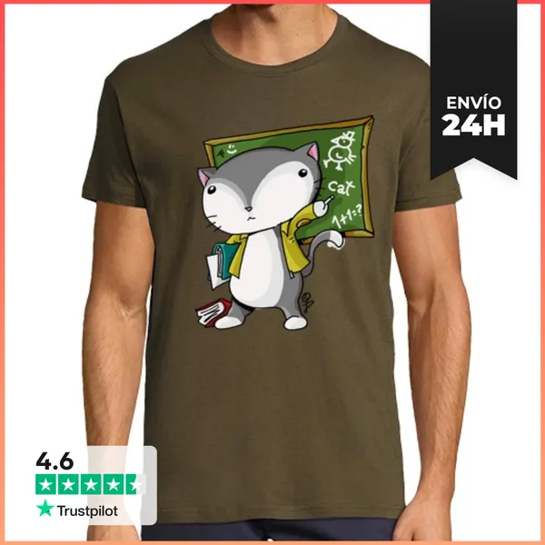 Camiseta Hombre Clásica Gatito Profesor Camiseta Hombre
