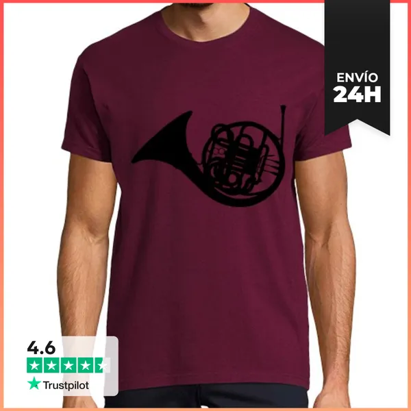 Camiseta Hombre Clásica Trompa En Negro LaTostadora