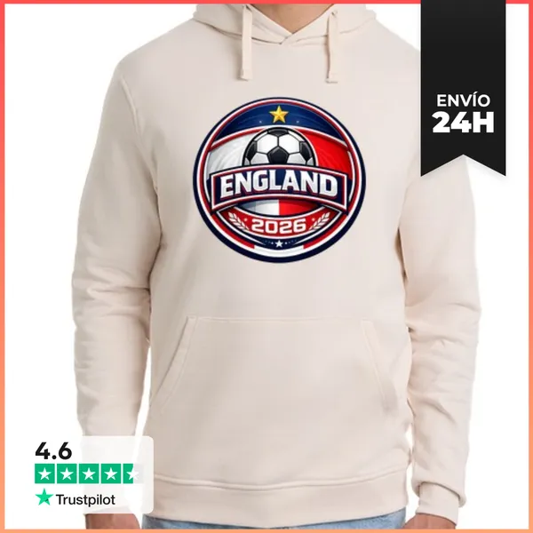 Sudadera Unisex Con Capucha Fútbol Inglaterra 2026 LaTostadora