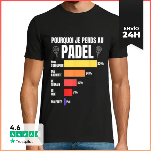 Camiseta Hombre Clásica Jugador De Pádel Perdedor Por Qué Pierdo