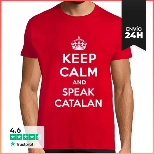 Camiseta Hombre Clásica Keep Calm An Speak Catalan LaTostadora