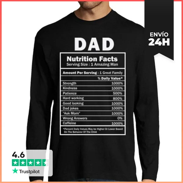 Camiseta Hombre Manga Larga DAD NUTRITION FACTS LaTostadora