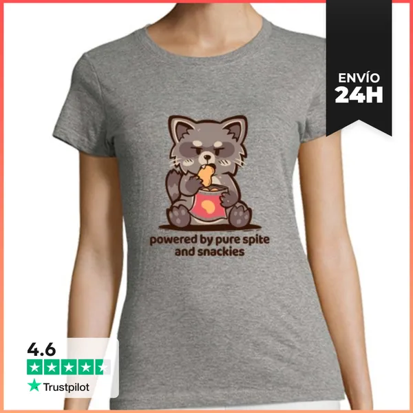 Camiseta Mujer Clásica Impulsada Por Puro Rencor Y Bocadillos -