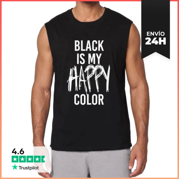 Camiseta Sin Mangas El Negro Es Mi Color Feliz LaTostadora
