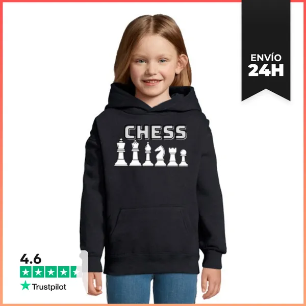 Sudadera Para Niños Con Capucha Ajedrez Juego De Estrategia -