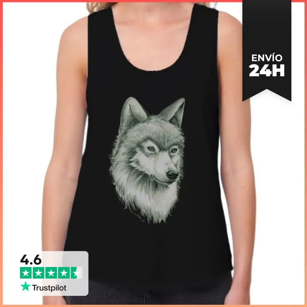Camiseta Mujer Sin Mangas, Loose Fit Lobo LaTostadora