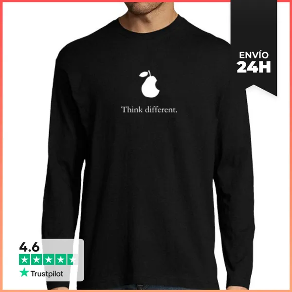 Camiseta Hombre Manga Larga Apple Pear Think Different Camiseta