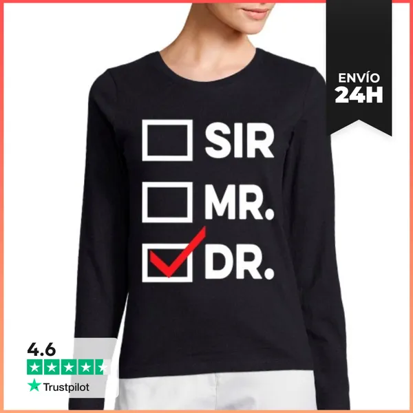 Camiseta Mujer Manga Larga Hombre Señor Doctor Graduación Hombres