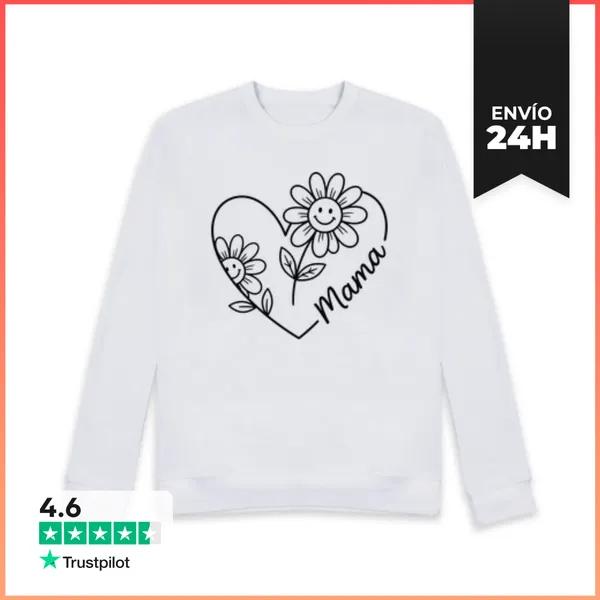 Sudadera Unisex RETRO MAMA CORAZÓN FLORES LOVE LaTostadora