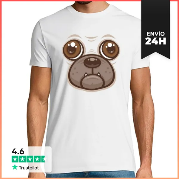Camiseta Hombre Clásica Taza De Dibujos Animados Con Cara De Ca