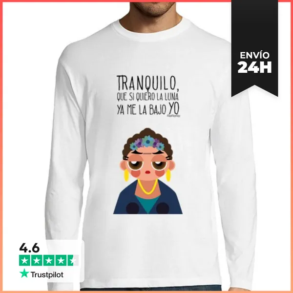 Camiseta Hombre Manga Larga Frida Se Baja La Luna (LizzyDizzy)
