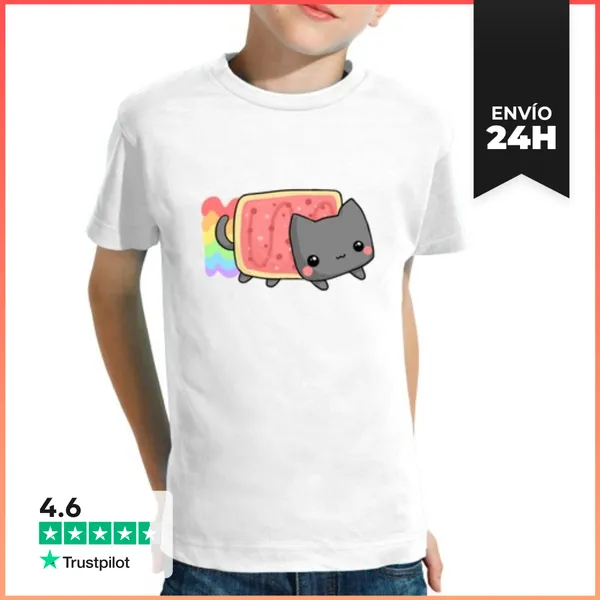 Camiseta Clásica Para Niños Nyan Cat Chibi LaTostadora