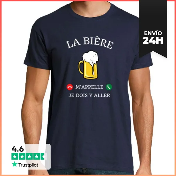 Camiseta Hombre Clásica Cerveza Me Llama Humor Aperitivo Alcoho
