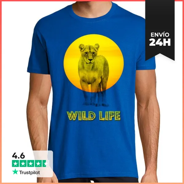 Camiseta Hombre Clásica Leona Vida Salvaje - Wild Life Hombre