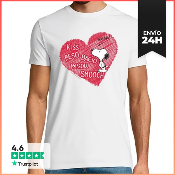 Camiseta Hombre Clásica Snoopy Kiss LaTostadora