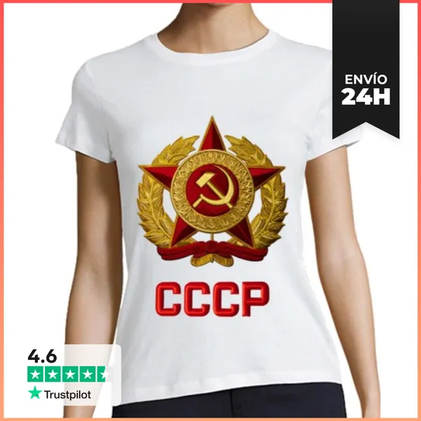 Camiseta Mujer Clásica Cccp Unión Soviética Rusia Moscú Bordado