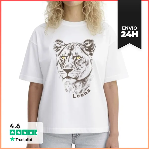 Camiseta Mujer Boxy Leona Con Palabra LaTostadora