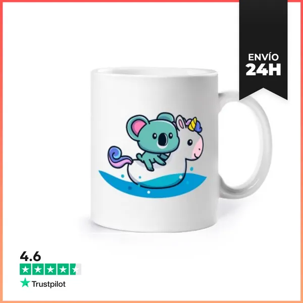 Taza Pequeño Koala En Su Boya Unicornio LaTostadora