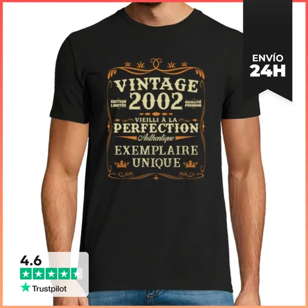 Camiseta Hombre Clásica Regalo De Cumpleaños Vintage 2002