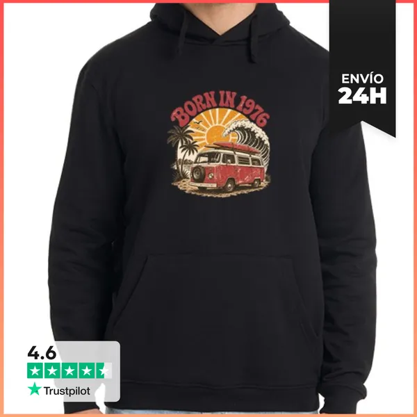 Sudadera Unisex Con Capucha Born In 1976 Vintage Sunset