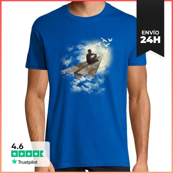 Camiseta Hombre Clásica Avión De Papel LaTostadora