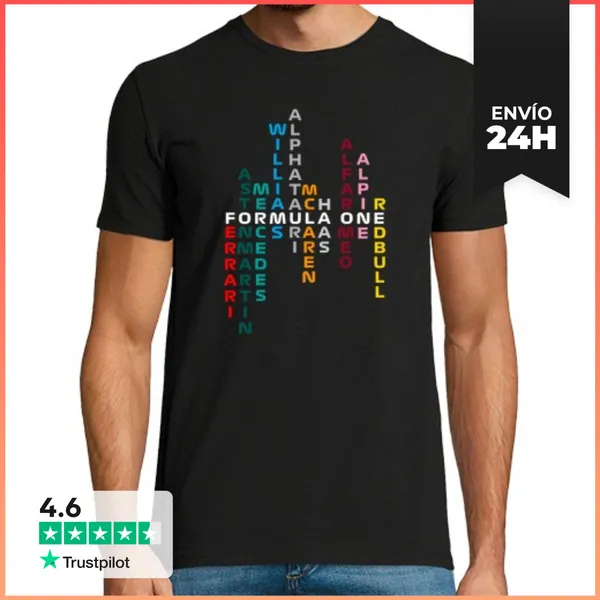 Camiseta Hombre Clásica Equipos Coches Negro LaTostadora