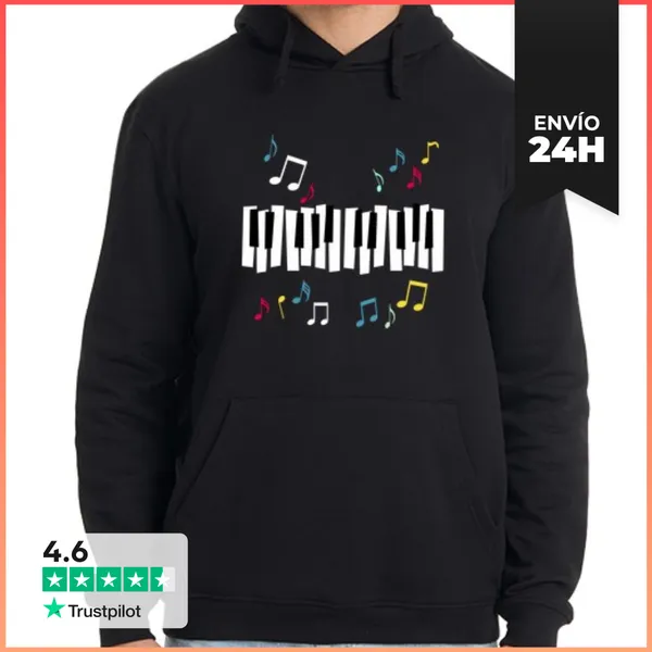 Sudadera Unisex Con Capucha Música De Teclas De Piano LaTostadora