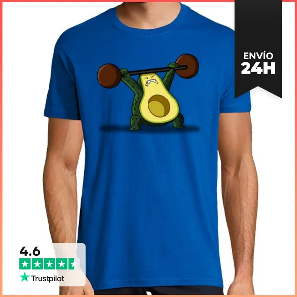 Camiseta Hombre Clásica Aguacate Gimnasio LaTostadora