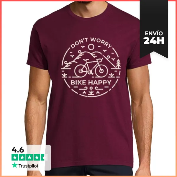 Camiseta Hombre Clásica No Te Preocupes Moto Feliz 2 LaTostadora