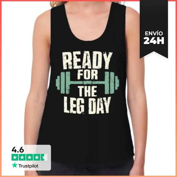Camiseta Mujer Sin Mangas, Loose Fit READY FOR THE LEG DAY