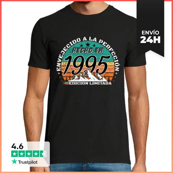 Camiseta Hombre Clásica Hecho En 1995 Envejecido A La Perfección