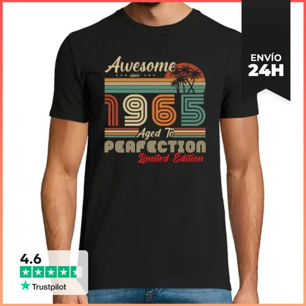 Camiseta Hombre Clásica 1965 Vintage Retro Regalo Cumpleaños