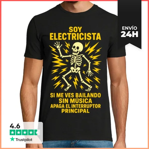 Camiseta Hombre Clásica Electricista Humor Baile Chispas Trabaj