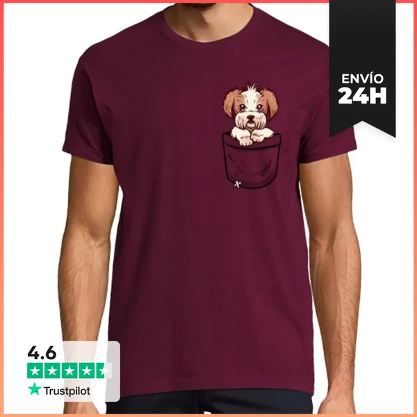 Camiseta Hombre Clásica Bolsillo Shih Tzu - Camisa De Hombre