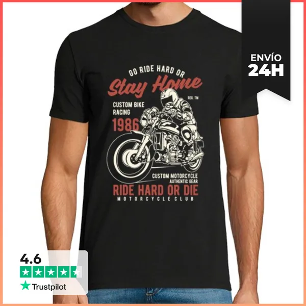 Camiseta Hombre Clásica Ride Hard Or Die LaTostadora