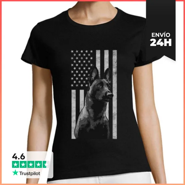 Camiseta Mujer Clásica Perro Policía Malinois Orgulloso Dueño