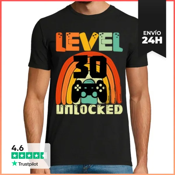 Camiseta Hombre Clásica Nivel 30 Desbloqueado LaTostadora