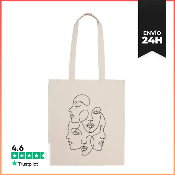 Bolsa De Tela Rostros Minimalistas Línea Continua LaTostadora