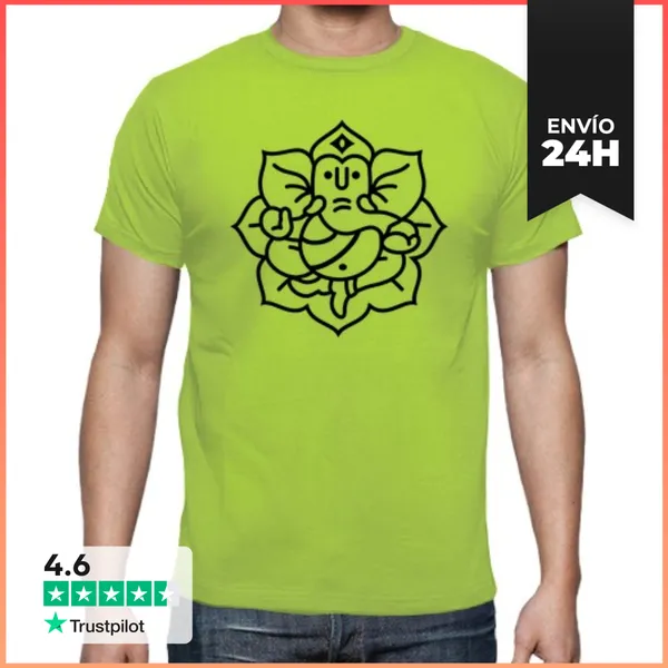 Camiseta Hombre Clásica Ganesh Ganesha Elefante No.2 (negro)