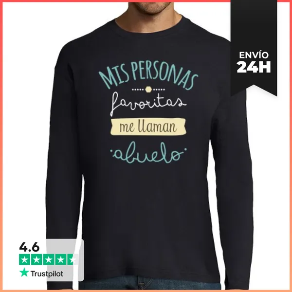 Camiseta Hombre Manga Larga Mis Personas Favoritas Me Llaman