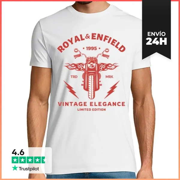 Camiseta Hombre Clásica Royal Enfield 1995 Vintage Elegance -