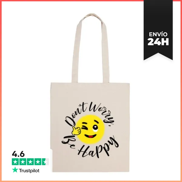 Bolsa De Tela Emoji. Dont Worry, Be Happy. N LaTostadora