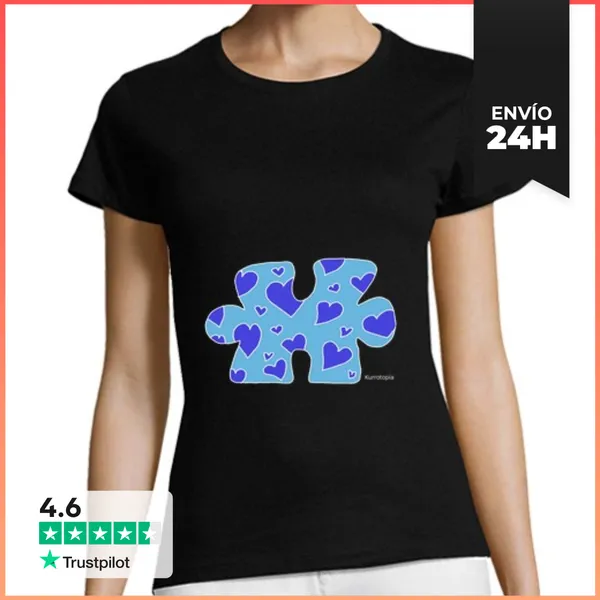 Camiseta Mujer Clásica Autismo Corazon Azul LaTostadora