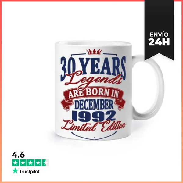 Taza 30 Años - Cumpleaños Diciembre 1992 LaTostadora
