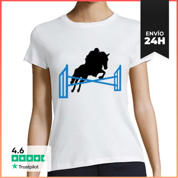 Camiseta Mujer Clásica Espectáculo De Caballos De Salto