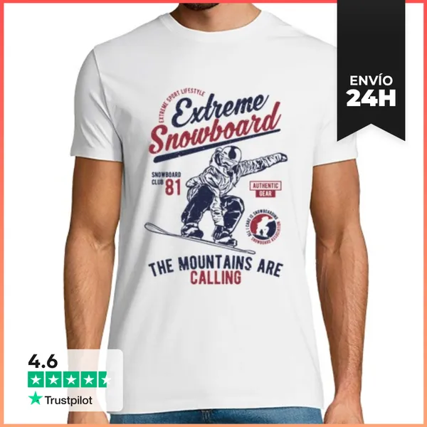 Camiseta Hombre Clásica Extreme Snowboard LaTostadora