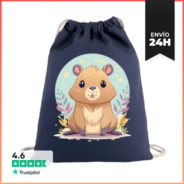 Mochila Saco Con Cuerdas Capibara Kawaii LaTostadora