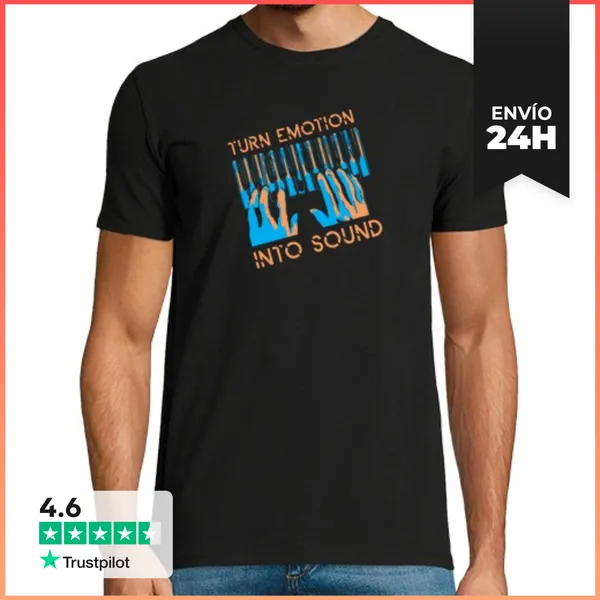 Camiseta Hombre Clásica Músico Pianista Tocando El Piano